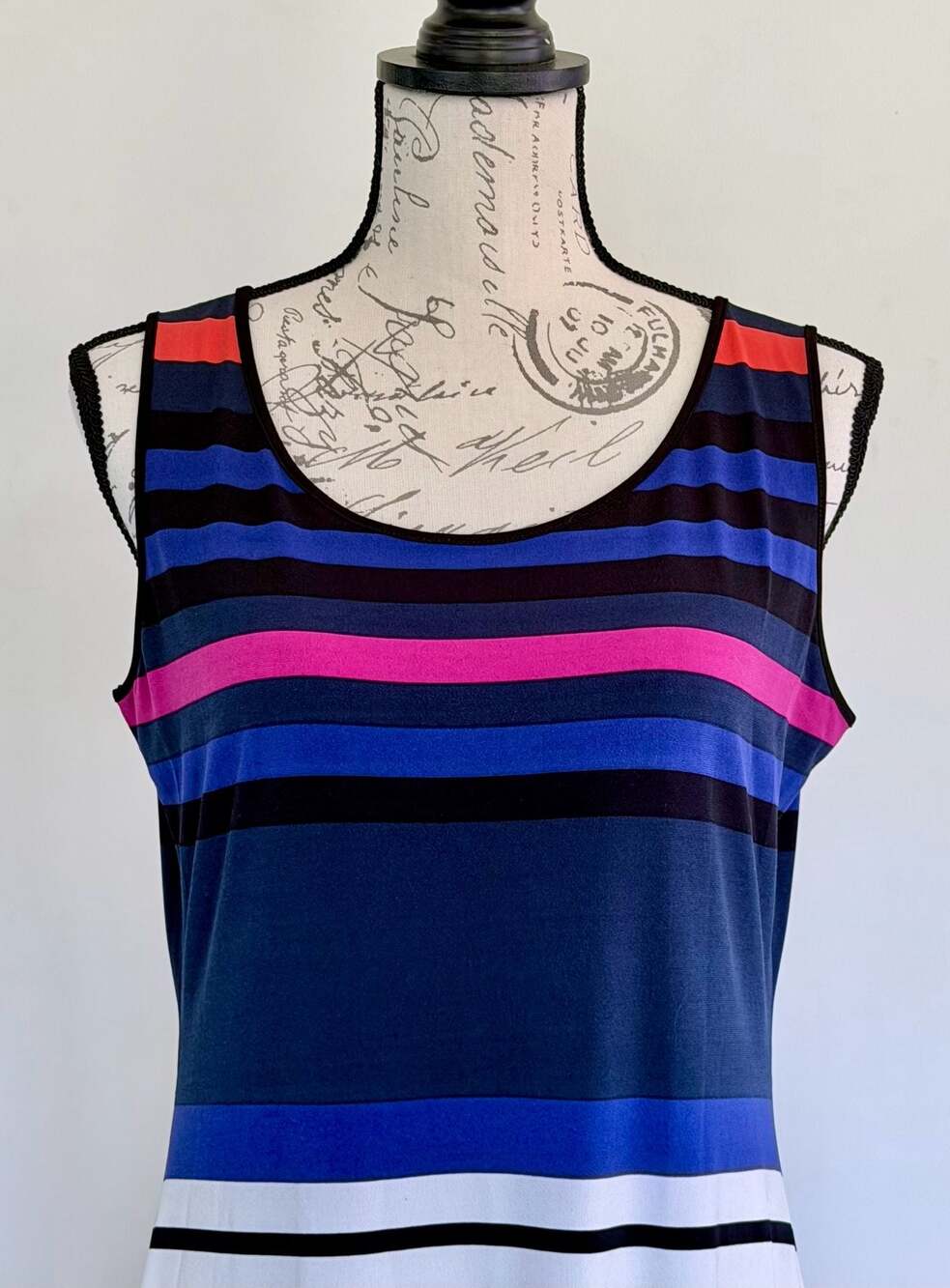 Calvin Klein Sleeveless Multi-Colored Striped Tank Dress - Picture 2 of 10